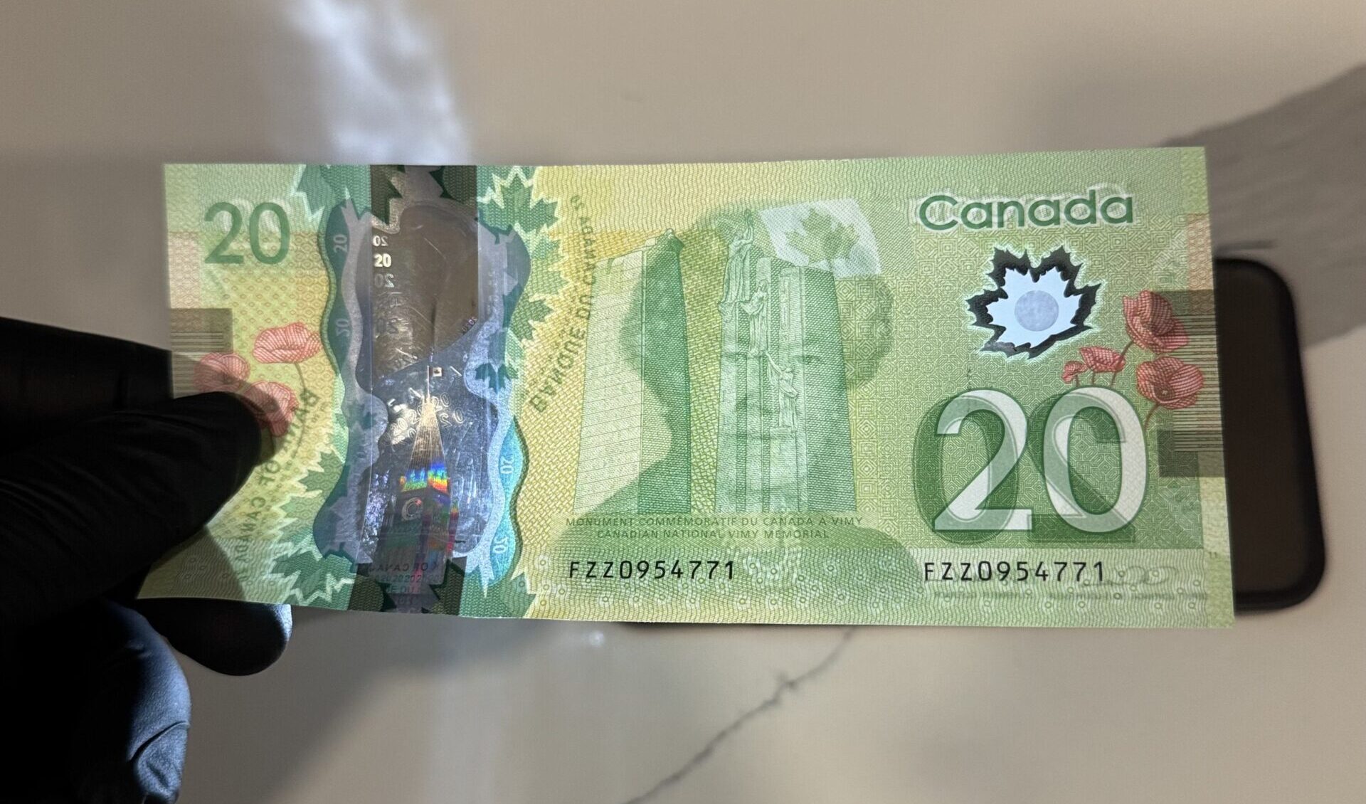 Realistic prop Canadian dollar bills stacked for film and video production
